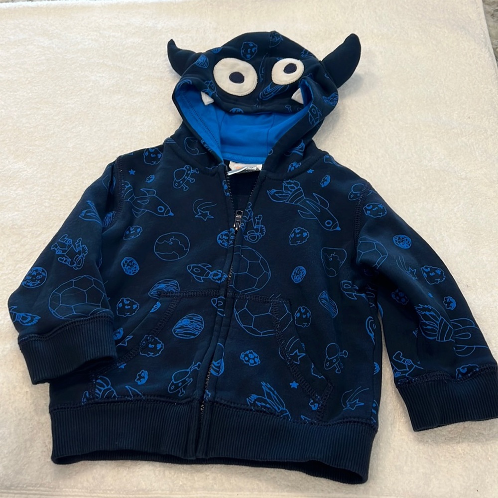 Gymboree 12-24m space monster zip up hoodie
